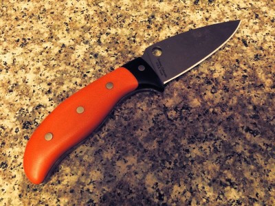 My Mule MT16 in orange G10 and Black micarta bolsters