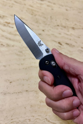 A freshly sharpened 15-year old Benchmade Mini Griptilian.